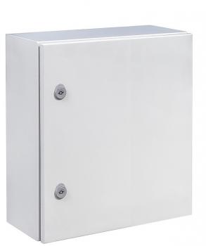 Stahlblech Schaltschrank 600x600x200 mm HBT 1-türig IP66 mit verzinkter Metall-Montageplatte und Erdungsband